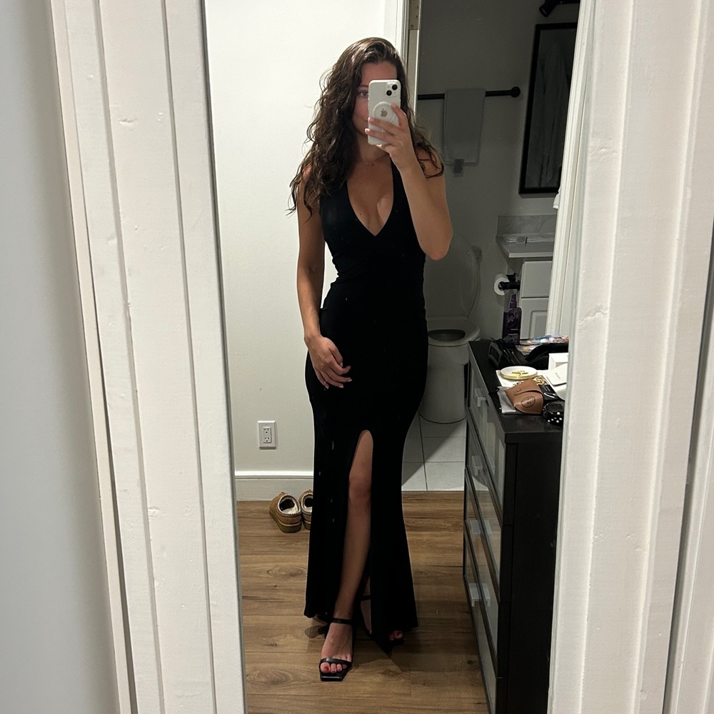Nookie Black Backless Halter Maxi Dress